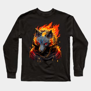 Badass Gangster Fire Fox Long Sleeve T-Shirt